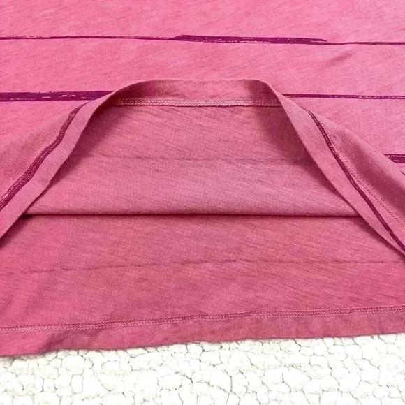 Athleta Pink Striped Organic Cotton Short Sleeve Crew Neck Athletic Tee Size S - Picture 6 of 13